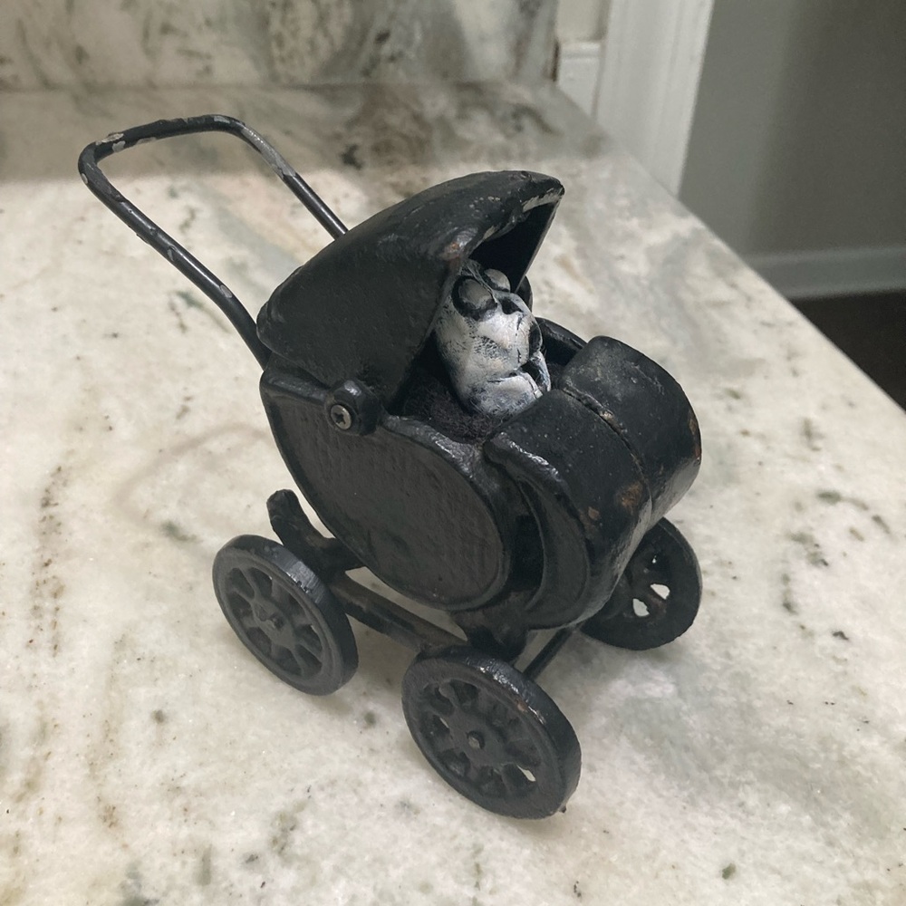 Antique 1910 Cast Iron Ghoul Baby Buggy